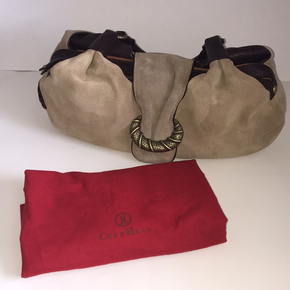 “Cole Haan” tan suede shoulder bag